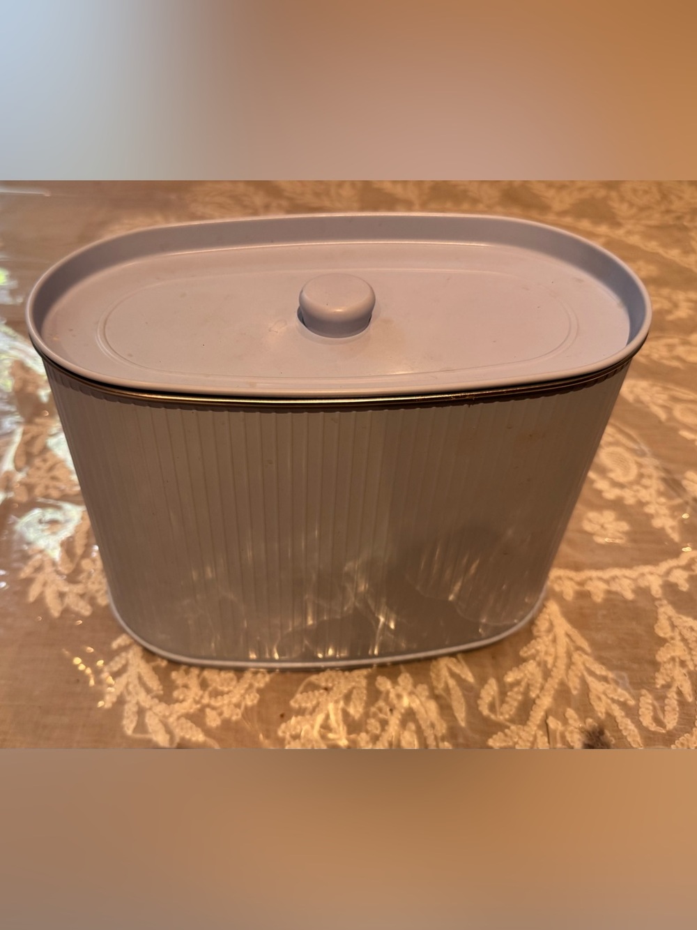 Ribbed Oval Storage Canister with Lid Color: Powder Blue